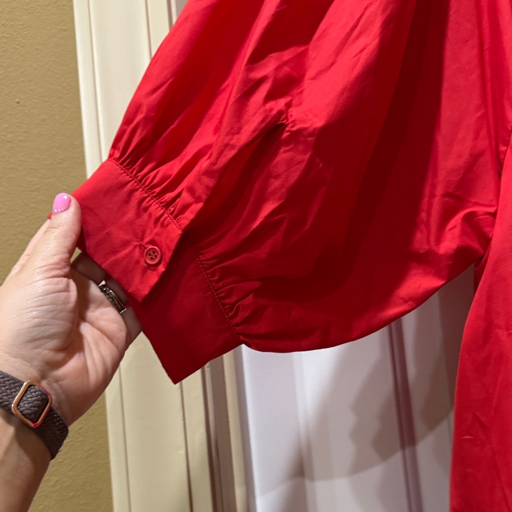 NWOT Red V-Neck Babydoll Dress - Picture 4 of 4